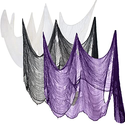 hocadon 3 Stück Halloween Dekostoff Halloween Gruseltuch Halloween Gruselig Tuch Party Dekostoff Grusel Deko für Halloween Party Dekoration Spuk Haus Party, 200 x 76 cm von hocadon