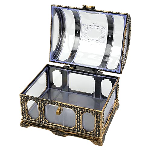 hocadon Schatzkiste Klein mit Schloss, Transparent Antike Piraten Schatzkiste, Kleine Schatztruhe für Piraten Schatz Suche, Hochzeit, Aufbewahren, Dekoration, 14x11x10,5cm von hocadon