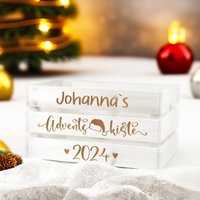 Aufkleber Adventskiste/Aufbewahrung Box Erinnerung Weihnachten Personalisiert in 5 Farben von hochzeitsshopinvite