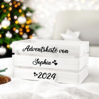 Aufkleber Adventskiste/Aufbewahrung Box Erinnerung Weihnachten Personalisiert in 5 Farben von hochzeitsshopinvite