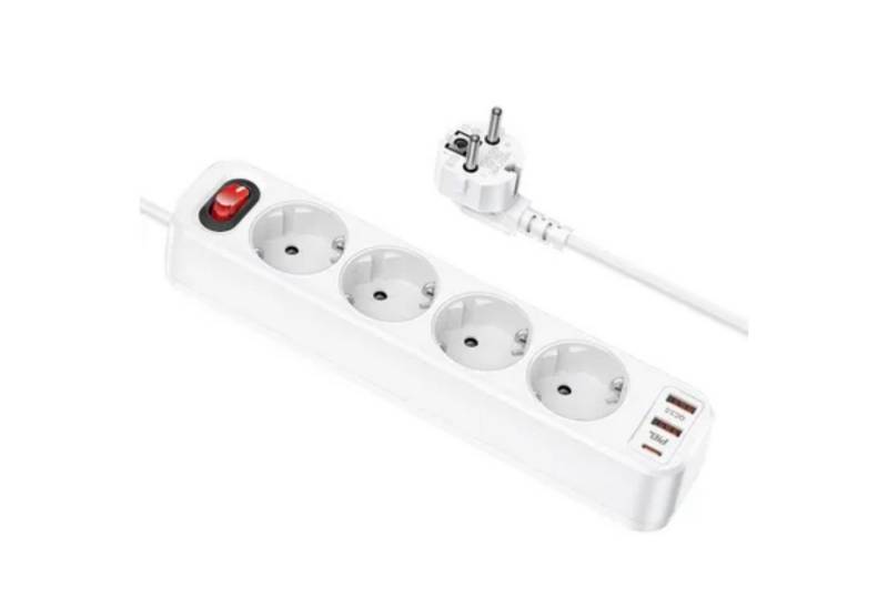 hoco. 4-fach Steckdosenleiste + 2 x USB QC3.0 18W + Typ C PD 20W Steckdosenleiste von hoco.
