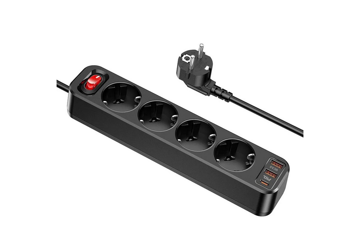 hoco. 4-fach Steckdosenleiste + 2 x USB QC3.0 18W + Typ C PD 20W Steckdosenleiste von hoco.