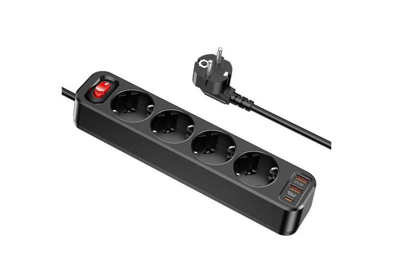 hoco. 4-fach Steckdosenleiste + 2 x USB QC3.0 18W + Typ C PD 20W Steckdosenleiste von hoco.