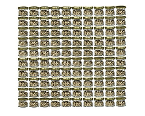 100er Set Sturzgläser Mini Gläser | Füllmenge 30 ml | Schraub-Deckel Gold | To 43 Rundgläser Marmeladengläser Obstgläser Einweckgläser Honig Gläser Einmachgläser Portionsgläser Probiergläser Imker von hocz