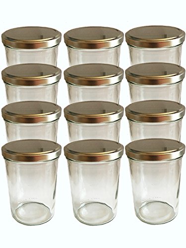 hocz 12er Set Sturzgläser 435 ml incl. Deckel Deckelfarbe Silber To 82 Drehverschluss Marmeladenglas Einmachglas Einweckglas Sturzglas von hocz