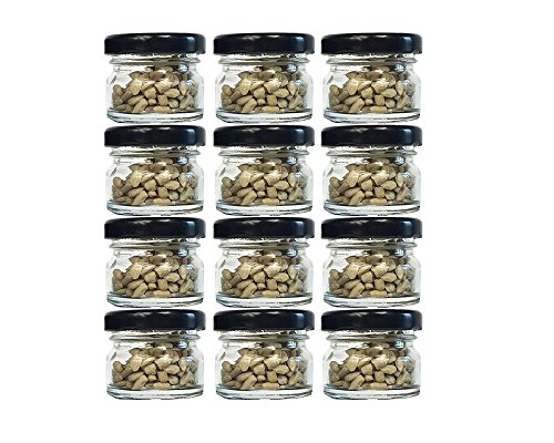hocz 12er Set Sturzgläser Mini Gläser | Füllmenge 30 ml | Deckelfarbe Schwarz | To 43 Rundgläser Marmeladengläser Obstgläser Einweckgläser Honig Gläser Einmachgläser Probiergläser, Imker von hocz
