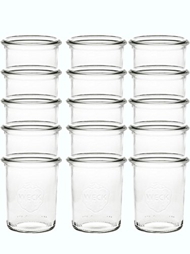 12er Set Weck Gläser 160 ml (10 Etiketten von Weck) zum Beschriften Bedrucken Haushaltsetiketten Einmachgläser Sturzgläser Weckgläser Dessergläser von hocz