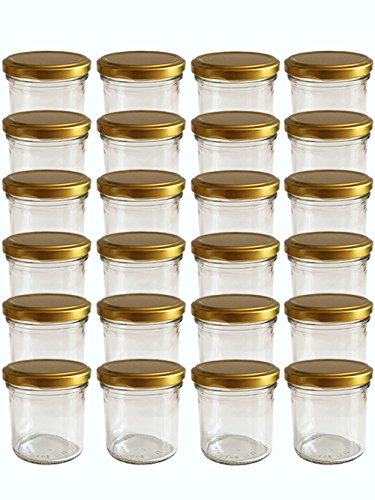 167ml 48 Stück Sturzgläser Rundgläser Deckelfarbe Gold mit Deckel Vorratsgläser Marmeladengläser Einmachgläser Einweckgläser Portionsgläser Gläser von hocz