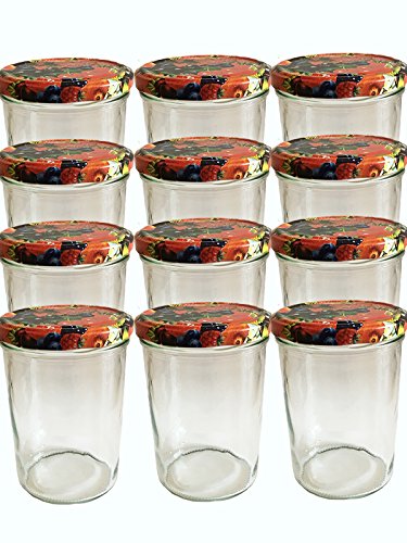 18er Set Sturzgläser 435 ml incl. Deckel Deckelfarbe Obst To 82 Drehverschluss Marmeladenglas Einmachglas Einweckglas Sturzglas von hocz