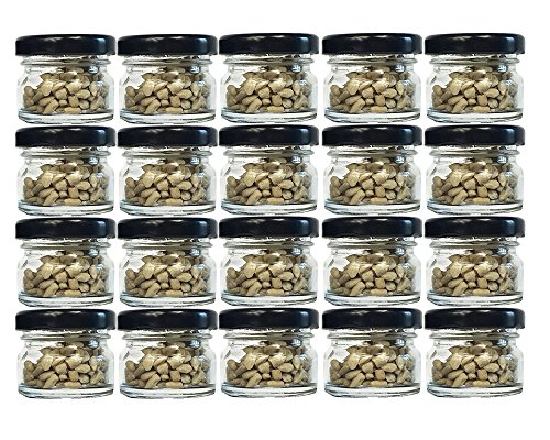 hocz 20er Set Sturzgläser Mini Gläser | Füllmenge 30 ml | Deckelfarbe Schwarz | To 43 Rundgläser Marmeladengläser Obstgläser Einweckgläser Honig Gläser Einmachgläser Probiergläser, Imker von hocz