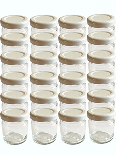 58er Set Sturzgläser Mini Gläser 37 ml Rundgläser Marmeladengläser Einweckgläser Senf, Honig, Gläser, Einmachgläser, Portionsgläser, Probiergläser (Weiß) von hocz