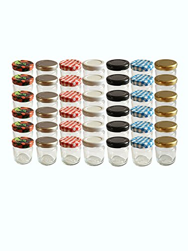 58er Set leere Rundgläser Mini Gläser 53ml Sturzgläser Honig Kaviar Marmeladengläser Obstgläser Einweckgläser Gläser, Einmachgläser, Portionsgläser, Probiergläser (incl.60 Etiketten) von hocz