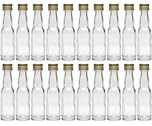60 leere Mini Glasflaschen "Lang" 40 ml Gold Glasfläschchen kleine Flaschen incl. Schraubverschluss, Likörflaschen zum selbst Abfüllen Schnapsflaschen Essigflaschen Ölflaschen von hocz