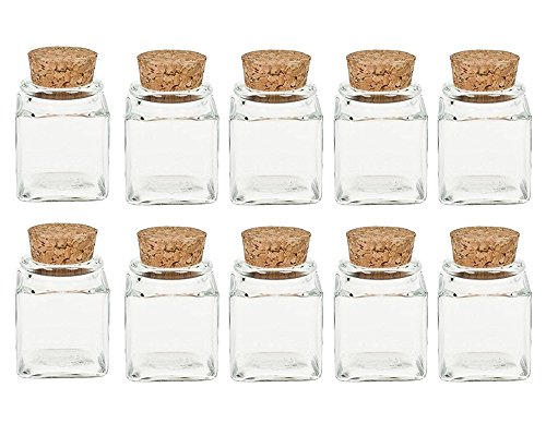 Gewürzgläser Set mit Press-korken | 10 teilig | Füllmenge 50 ml | Cub Eckig Hochwertiges Glas | Glasdose Glasgefäß ideal für Salz Pfeffer Sonnenblumenkerne kürbiskerne Kandis Bonbons Korkengläser von hocz