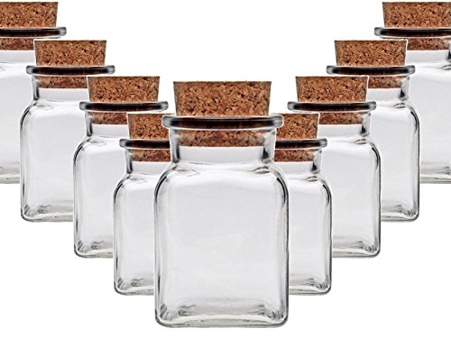hocz Gewürzgläser Set mit Press-korken | 48 teilig | Füllmenge 150 ml | Quadratisch Hochwertiges Glas | Glasdose Glasgefäß ideal für Salz Bonbons Korkengläser von hocz