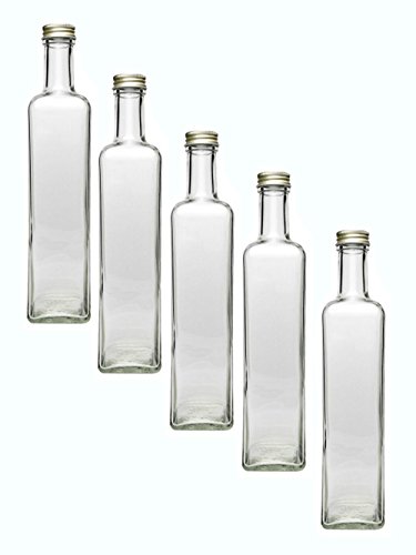 Glasflaschen Set mit Schraubverschluss Gold | 12 teilig | Füllmenge 500 ml | Maras Saftflaschen Likörflaschen Setzen Sie ganz einfach Ihr eigenes Öl oder Ihre eigenen Schnäpse und Liköre an von hocz