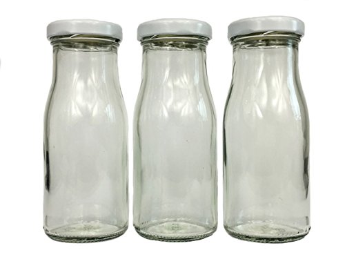 Glasflaschen Set mit Schraubverschluss Weiss | 24 teilig | Füllmenge 150 ml | Epical Saftflaschen Setzen Sie ganz einfach Ihr eigenes Öl Schnäpse und Liköre an von hocz