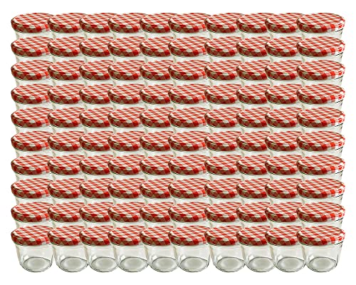 hocz 100 x Marmeladengläser 230ml - Einmachgläser Rot Kariert TO 82 - Einweckgläser mit Schraub-Deckel - Einkochgläser klein - Made in Germany von hocz