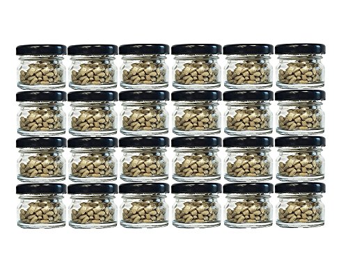 hocz 24er Set Sturzgläser Mini Gläser | Füllmenge 30 ml | Deckelfarbe schwarz | To 43 Rundgläser Marmeladengläser Obstgläser Einweckgläser Honig Gläser Einmachgläser Probiergläser, Imker von hocz