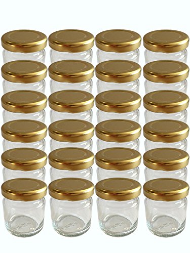 hocz 24er Set leere Rundgläser Sturzgläser Mini Gläser 53 ml Deckelfarbe Gold To 43 von hocz