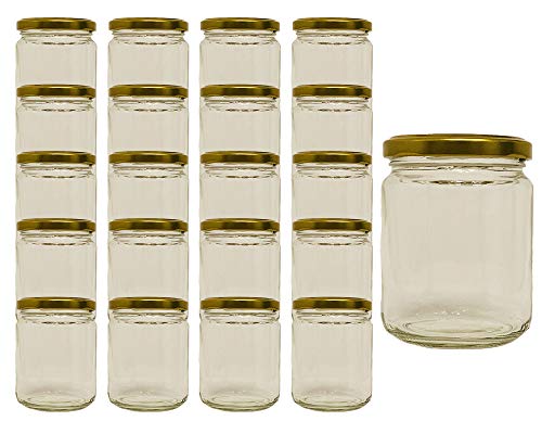 hocz 50 Stück | Vorratsgläser Sturzgläser Set | Füllmenge 275 ml | inkl. Schraubdeckel | to 66 | Allrounder Rundglas für Marmeladengläser (50 STK, Gold) von hocz