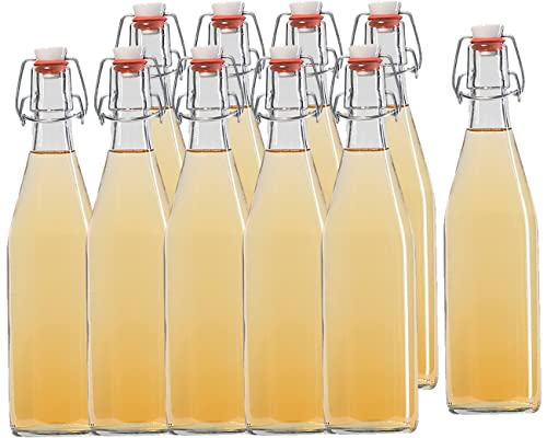 hocz 6er Set Bügelflaschen Bügelflasche Glasflaschen 500ml Typ A mit Bügelverschluss zum Selbstbefüllen von hocz