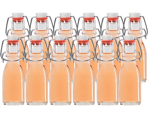 hocz 6er Set Bügelflaschen Bügelflasche Glasflaschen 100ml Etiketten mit Bügelverschluss zum Selbstbefüllen Glas Bügelflachen von hocz