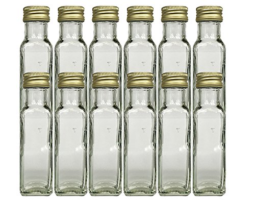 hocz Glasflaschen Set mit Schraubverschluss Gold | Füllmenge 100 ml | Maras Saftflaschen Spirituosen Likörflaschen Setzen Sie ganz einfach Ihr eigenes Öl an (10 Stück) von hocz