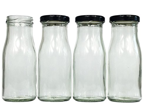 hocz Glasflaschen Set mit Schraubverschluss Schwarz | 24 teilig | Füllmenge 150 ml | Epical Saftflaschen Setzen Sie ganz einfach Ihr eigenes Öl Schnäpse und Liköre an von hocz