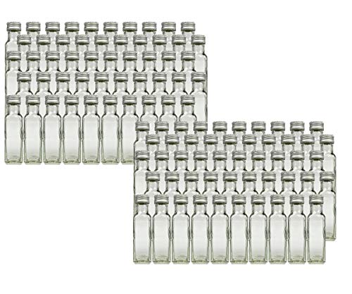 hocz Glasflaschen Set mit Schraubverschluss Silber | 20 teilig | Füllmenge 100 ml | Maras Saftflaschen Spirituosen Likörflaschen Setzen Sie ganz einfach Ihr eigenes Öl an von hocz