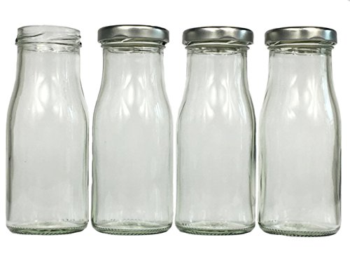 hocz Glasflaschen Set mit Schraubverschluss Silber | 24 teilig | Füllmenge 150 ml | Epical Saftflaschen Setzen Sie ganz einfach Ihr eigenes Öl Schnäpse und Liköre an von hocz
