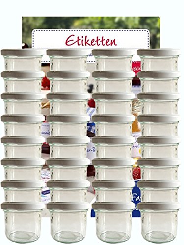 hocz Vorratsgläser-Sturzgläser Set | Menge 10 Stück | Füllmenge 125 ml | inkl. Schraubdeckel Deckelfarbe Weiß 10 Etiketten | Allrounder von hocz
