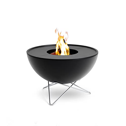 höfats - Bowl 70 Plancha Set tief - raucharme Verbrennung - Feuerstelle und Plancha Grill - kippbarer Feuerkorb inkl. 2 Plancha Grillplatten - Stahl emailliert – schwarz, Ø 70 cm von höfats