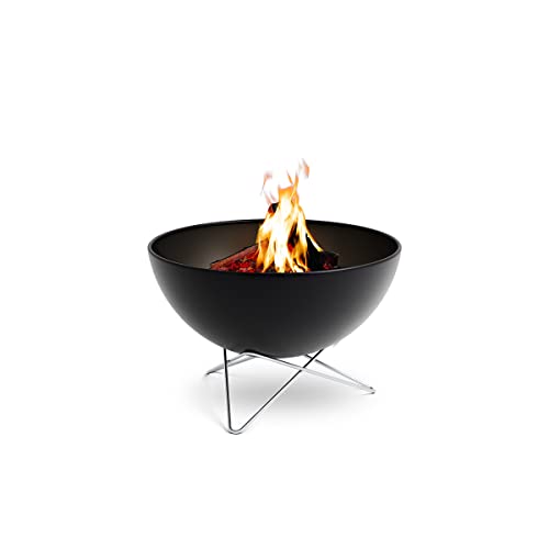 höfats - Bowl 57 Feuerschale mit Edelstahl Sternfuß - raucharme Verbrennung - Feuerstelle mit Plancha Grillplatte und Grillrost nutzbar - kippbarer Feuerkorb Stahl emailliert, schwarz, Ø 57 cm von höfats