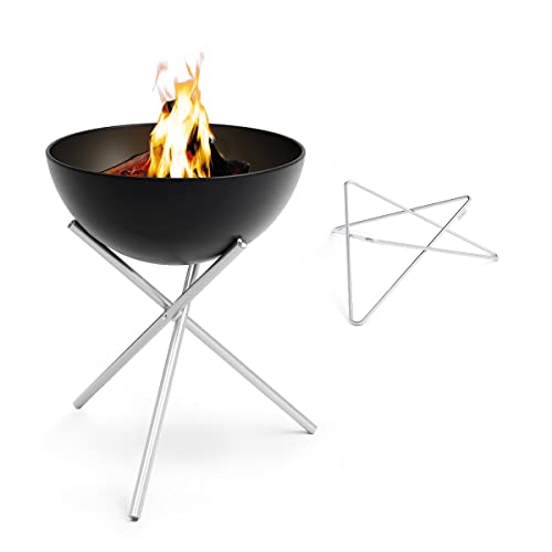 höfats - Bowl 57 Feuerset Flex mit Sternfuß und Dreibein - raucharme Feuerstelle mit Plancha Grillplatte und Grillrost nutzbar - kippbarer Feuerkorb, Stahl emailliert – schwarz, Ø 57 cm von höfats