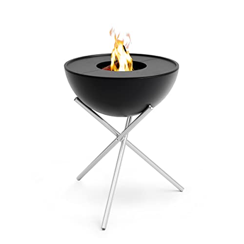 höfats - Bowl 57 Plancha Set hoch - raucharme Verbrennung - Feuerstelle und Plancha Grill - kippbarer Feuerkorb inkl. 2 Plancha Grillplatten - Stahl emailliert – schwarz, Ø 57 cm von höfats