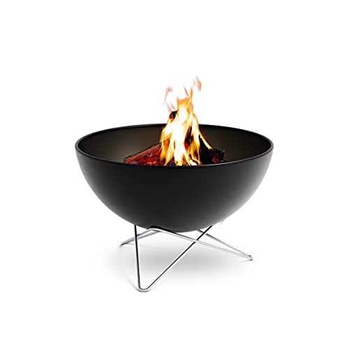 höfats - Bowl 70 Feuerschale mit Edelstahl Sternfuß - raucharme Verbrennung - Feuerstelle mit Plancha Grillplatte und Grillrost nutzbar - kippbarer Feuerkorb Stahl emailliert, schwarz, Ø 70 cm von höfats