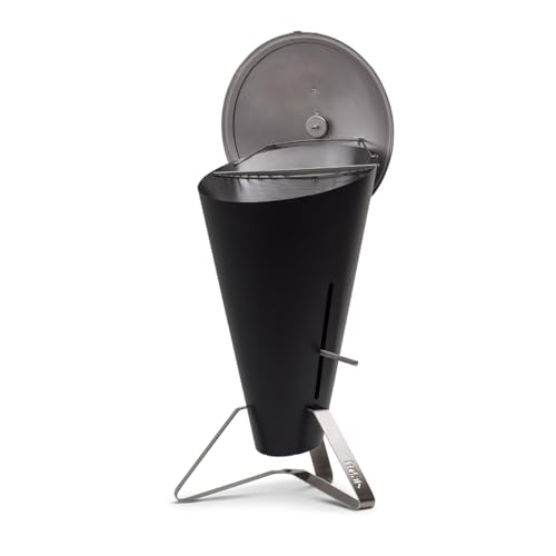 höfats - CONE Holzkohle Grill und Feuerkorb mit Deckel und Thermometer - stufenlose Regulierung der Hitze und Luftzufuhr - Grillen auf zwei Ebenen - Design-Grill aus Edelstahl von höfats