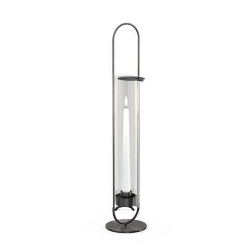 höfats - OVAL Candle 55 schwarz - Windlicht zum Aufstellen oder Hängen - Kerzenständer aus Edelstahl und Glas - Kerzenhalter für Stabkerzen bis 25 cm - leichte Reinigung - Höhe 55 cm von höfats