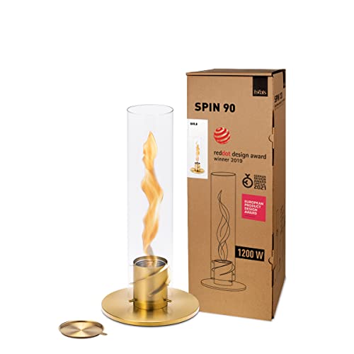 höfats - Spin 90 Gold - Tischkamin für Indoor und Outdoor - Tischfeuer, Windlicht, Gartenfackel und Bioethanolkamin aus Edelstahl von höfats