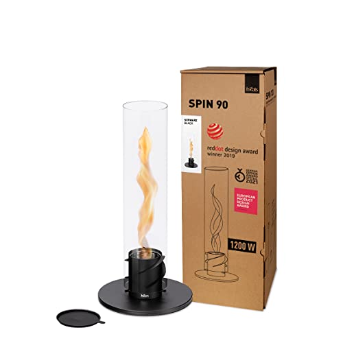 höfats - Spin 90 Schwarz - Tischkamin für Indoor und Outdoor - Tischfeuer, Windlicht, Gartenfackel und Bioethanolkamin aus Edelstahl von höfats