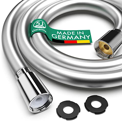 hoffmann Premium Duschschlauch 1,6 m Silverline mit Verdrehschutz - Brauseschlauch inkl. Dichtungsringe - Standard 1/2 Zoll Anschluss | Made in Germany von hoffmann Made in Germany