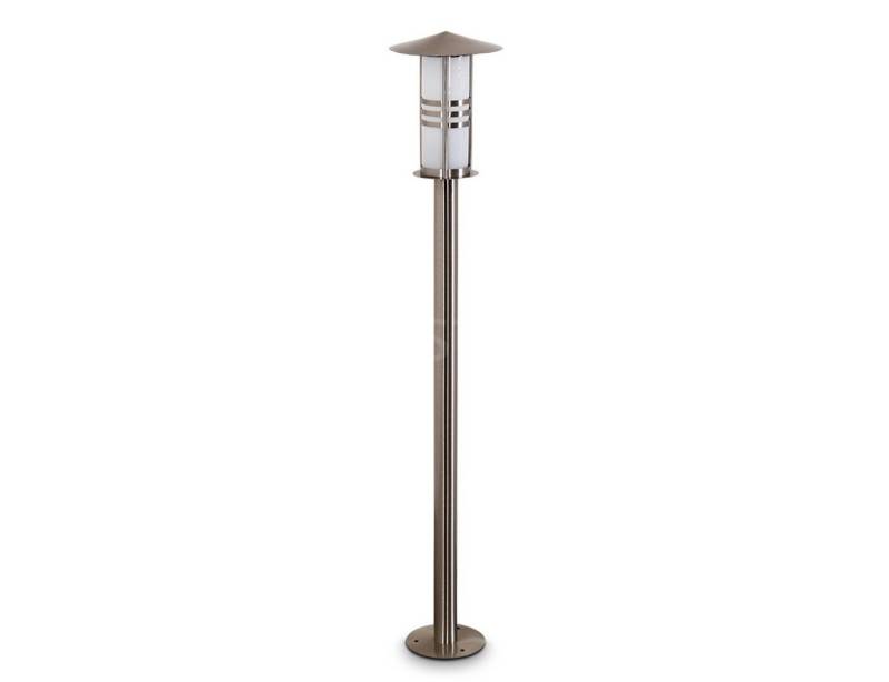 hofstein Außen-Stehlampe »Balme« moderne Außenleuchte aus gebürstetem Edelstahl und Milchglas, ohne Leuchtmittel, Wegeleuchte 100cm, Gartenlampe mit E27, Gartenbeleuchtung IP44 von hofstein