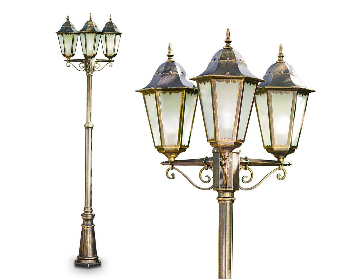hofstein Außen-Stehlampe »Fabiano« Außenleuchte Kandelaber in antikem Look, Aluguss Braun/Gold, ohne Leuchtmittel, mit Milchglas-Scheiben, 3-armig, verstellbar, E27, IP44 hofstein Außen-Stehlampe »Fabiano« Außenleuchte Kandelaber in antikem Look, Aluguss Braun/Gold, ohne Leuchtmittel, mit Milchglas-Scheiben, 3-armig, verstellbar, E27, IP44 von hofstein