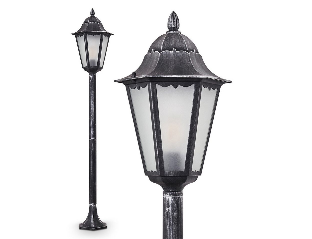 hofstein Außen-Stehlampe »Ganna« Außenleuchte Frost, Kandelaber in antikem Look, ohne Leuchtmittel, Aluguss Schwarz/Silber Milchglas-Scheiben, verstellbar, E27, IP44 hofstein Außen-Stehlampe »Ganna« Außenleuchte Frost, Kandelaber in antikem Look, ohne Leuchtmittel, Aluguss Schwarz/Silber Milchglas-Scheiben, verstellbar, E27, IP44 von hofstein