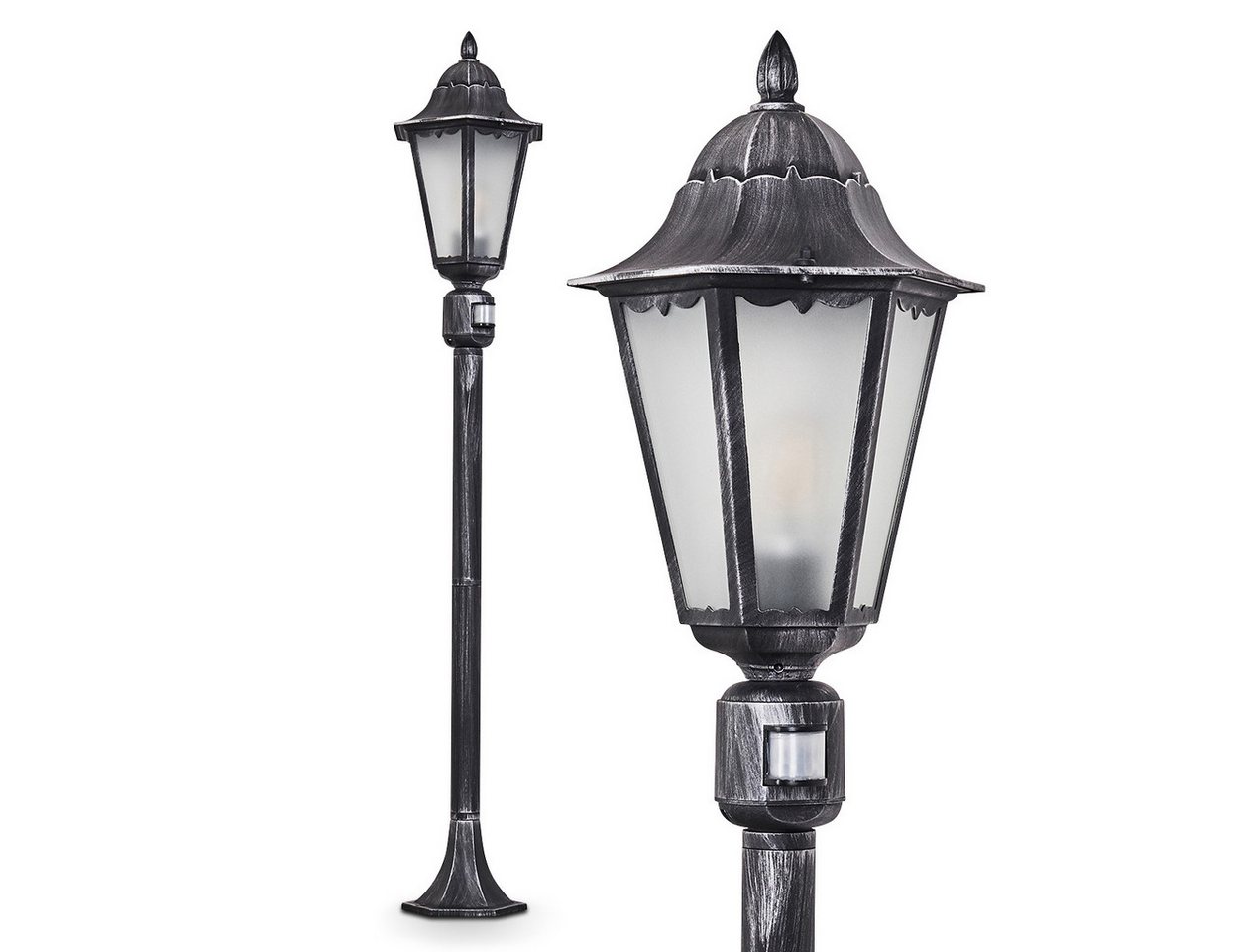 hofstein Außen-Stehlampe »Ganna« Außenleuchte Frost, Kandelaber, Aluguss Schwarz/Silber, ohne Leuchtmittel, Aluguss Schwarz/Silber Milchglas-Scheiben, verstellbar, E27, IP44 hofstein Außen-Stehlampe »Ganna« Außenleuchte Frost, Kandelaber, Aluguss Schwarz/Silber, ohne Leuchtmittel, Aluguss Schwarz/Silber Milchglas-Scheiben, verstellbar, E27, IP44 von hofstein