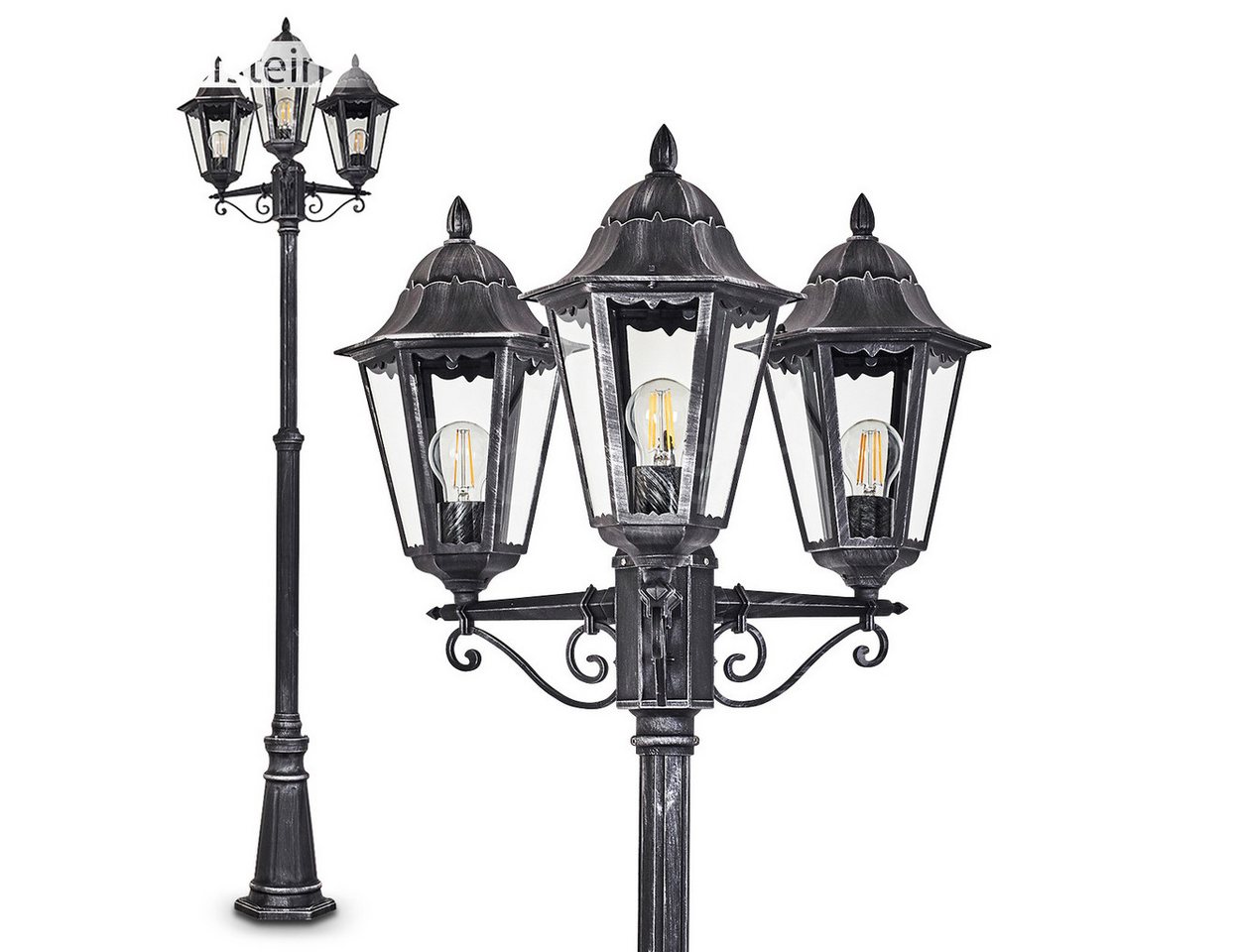hofstein Außen-Stehlampe »Ganna« Außenleuchte Kandelaber in antikem Look, ohne Leuchtmittel, Aluguss in Schwarz/Silber mit Klarglas, max. 245cm, 3xE27,Vintage,IP44 hofstein Außen-Stehlampe »Ganna« Außenleuchte Kandelaber in antikem Look, ohne Leuchtmittel, Aluguss in Schwarz/Silber mit Klarglas, max. 245cm, 3xE27,Vintage,IP44 von hofstein