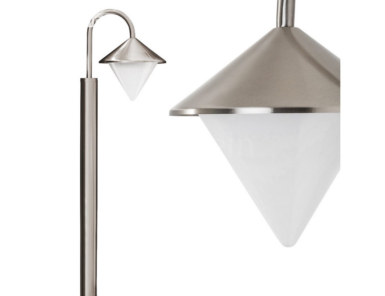 hofstein Außen-Stehlampe »Masnago« Außenleuchte aus Edelstahl modernes Design in Nickel-matt, ohne Leuchtmittel, Lampenschirmen aus Kunststoff,Wegeleuchte 100cm, Gartenlampe,E27, IP44 von hofstein