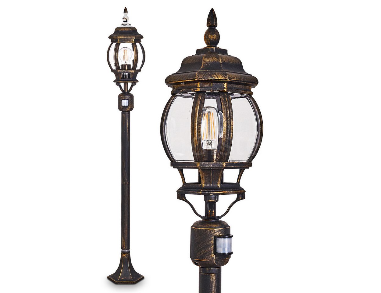 hofstein Außen-Stehlampe »Meyen« Außenleuchte, Aluguss in Braun/Gold mit Kunststoff-Scheiben, ohne Leuchtmittel, Gartenlampe, E27, IP44 m. Bewegungsmelder hofstein Außen-Stehlampe »Meyen« Außenleuchte, Aluguss in Braun/Gold mit Kunststoff-Scheiben, ohne Leuchtmittel, Gartenlampe, E27, IP44 m. Bewegungsmelder von hofstein