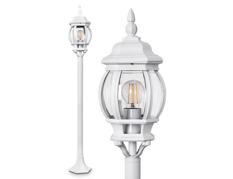 hofstein Außen-Stehlampe »Meyen« Außenleuchte, Aluguss in Weiß mit Kunststoff-Scheiben, ohne Leuchtmittel, Wegeleuchte, E27, IP44 von hofstein